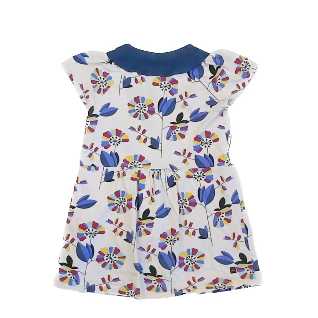 Tea Collection Girls White Navy Floral | Short Sleeve Dress Size: 5T White Navy Floral | Short Sleeve
