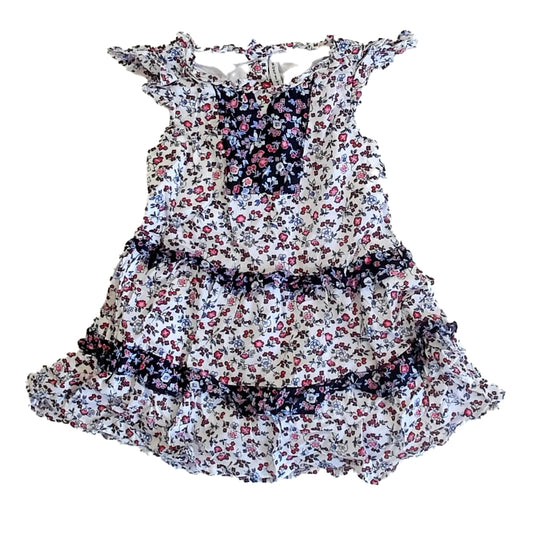Janie and Jack Girls White | Navy Floral Dress Size: 18-24 Months White | Navy Floral