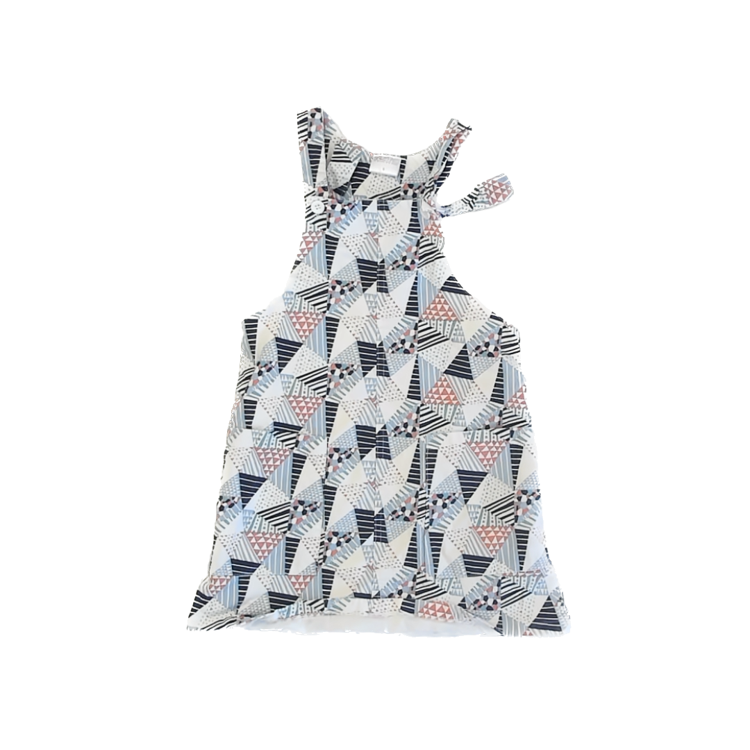 Little Miss Girls White | Navy Patterned Jumper Size: 6 Years White | Navy Patterned