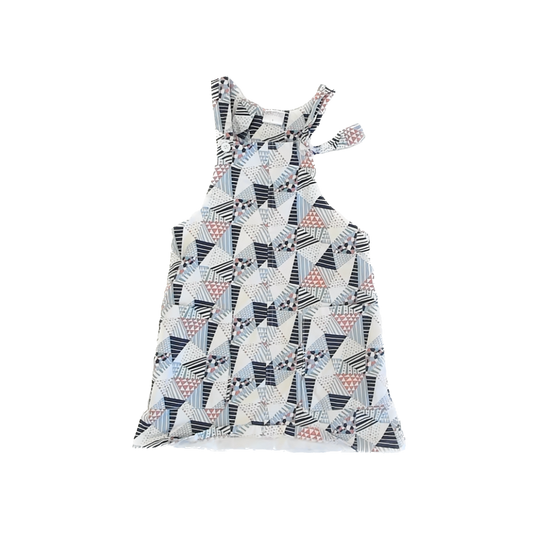Little Miss Girls White | Navy Patterned Jumper Size: 6 Years White | Navy Patterned