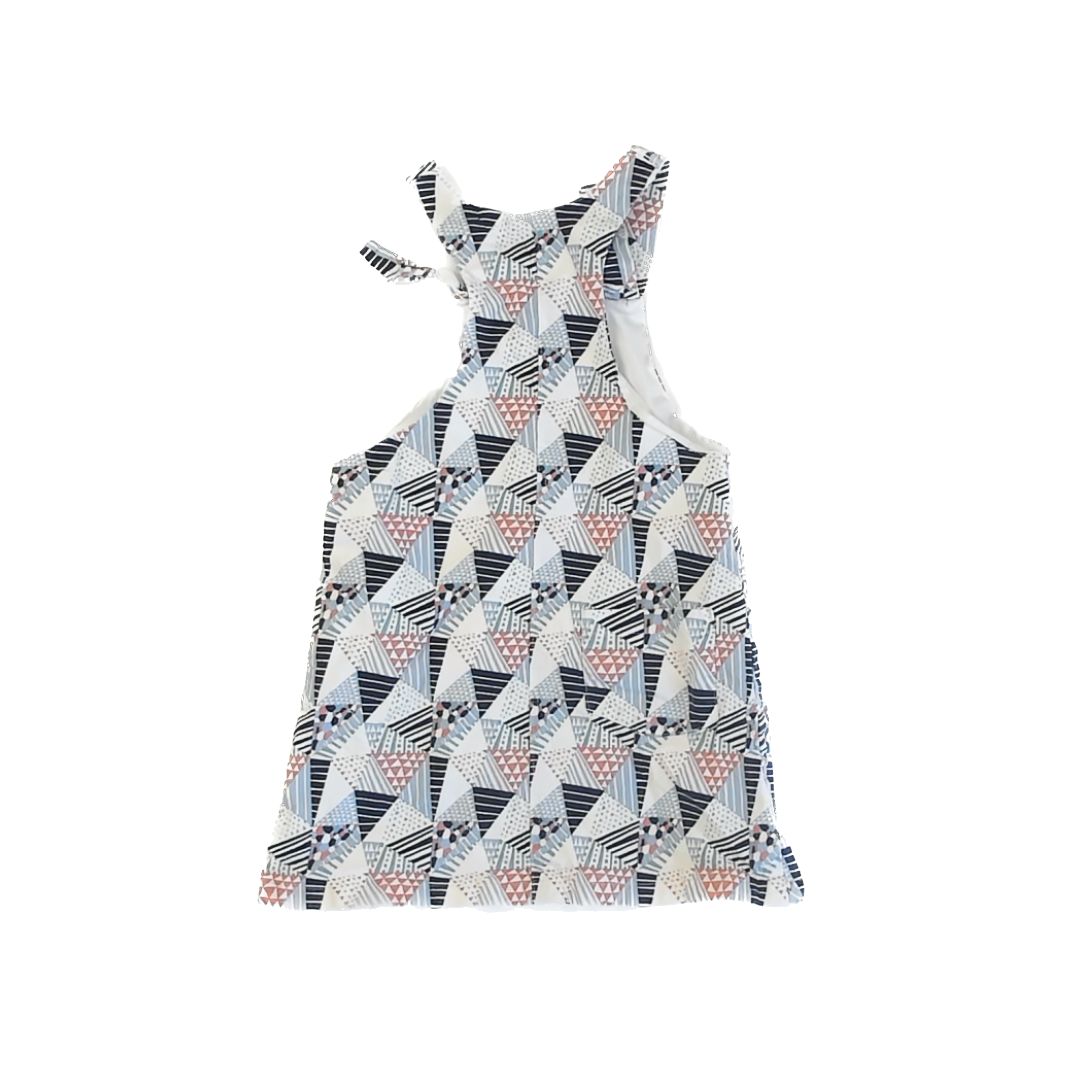 Little Miss Girls White | Navy Patterned Jumper Size: 6 Years White | Navy Patterned