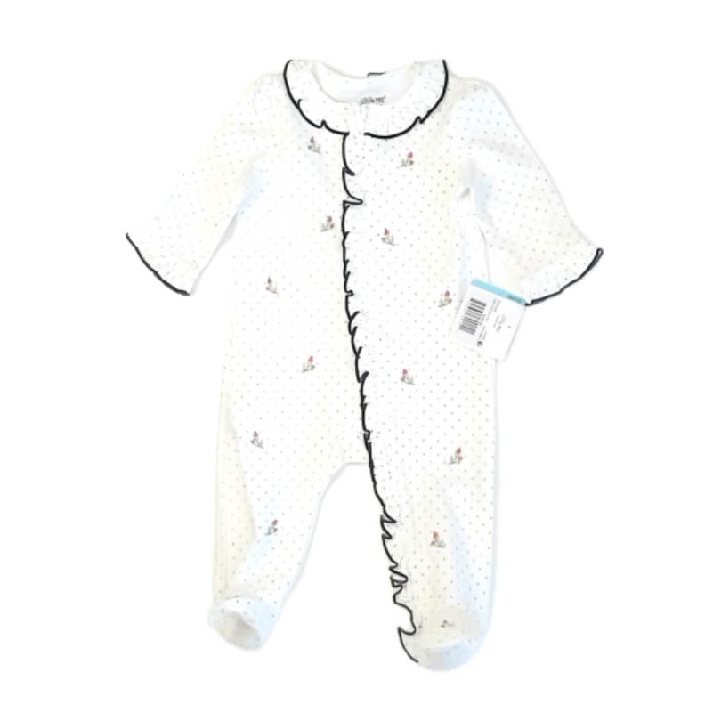 Little Me Girls White | Navy Polka Dots Long Sleeve Outfit Size: 6 Months White | Navy Polka Dots