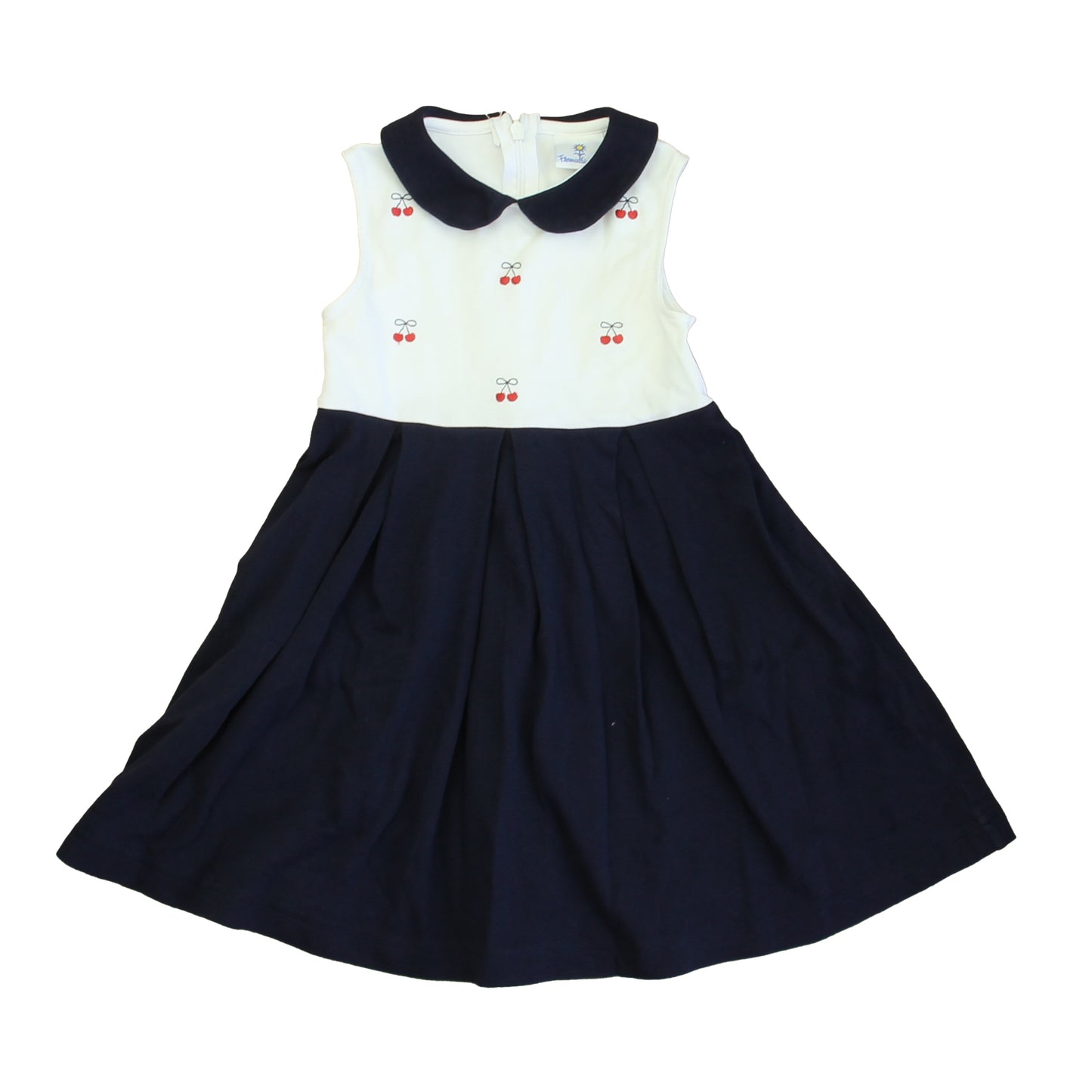 Florence Eiseman Girls White | Navy | Red Cherries Dress Size: 2-3T