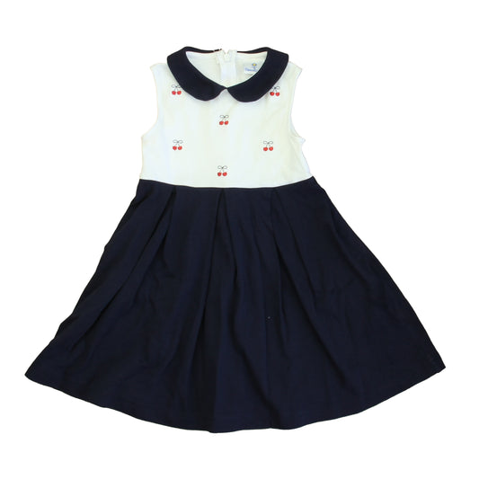Florence Eiseman Girls White | Navy | Red Cherries Dress Size: 2-3T White | Navy | Red Cherries