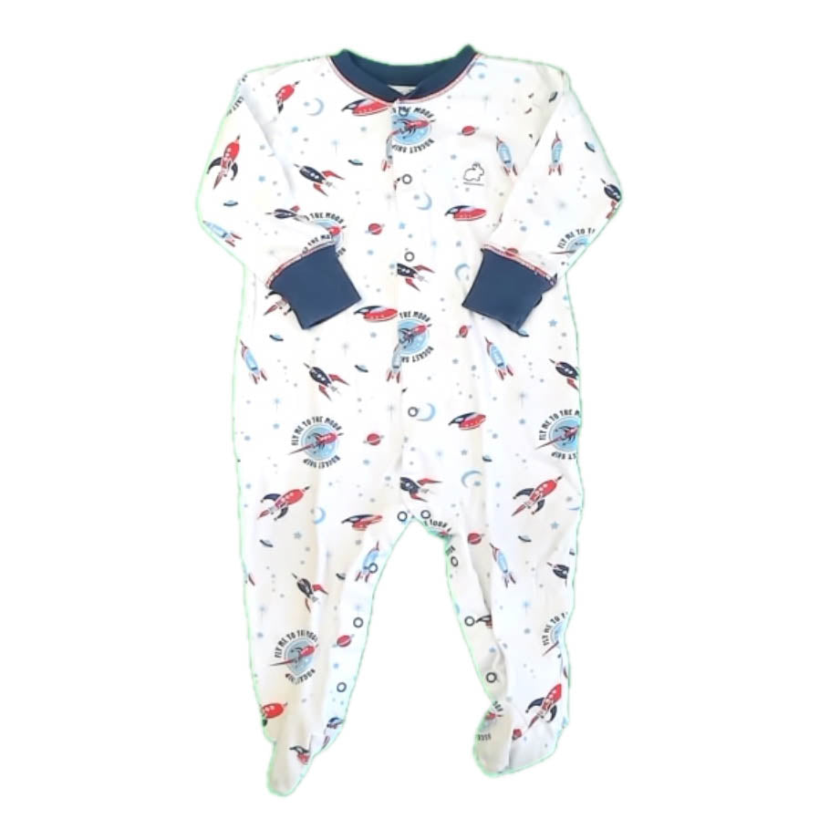 Baby Cottons Boys White | Navy | Red Rockets Long Sleeve Outfit Size: 9 Months White | Navy | Red Rockets