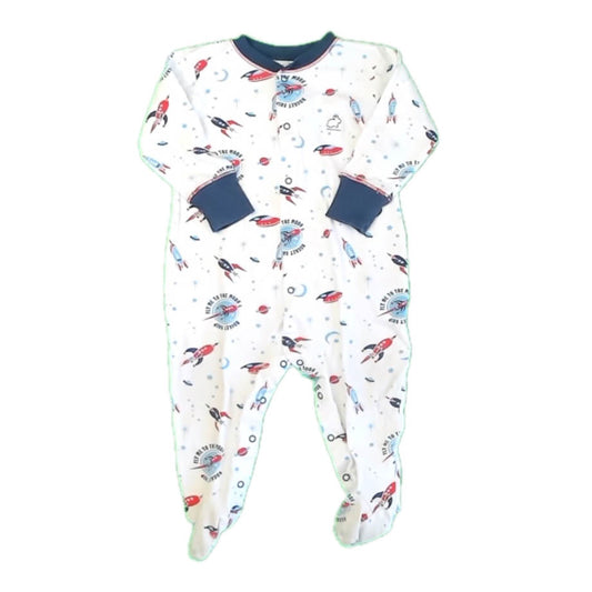 Baby Cottons Boys White | Navy | Red Rockets Long Sleeve Outfit Size: 9 Months White | Navy | Red Rockets