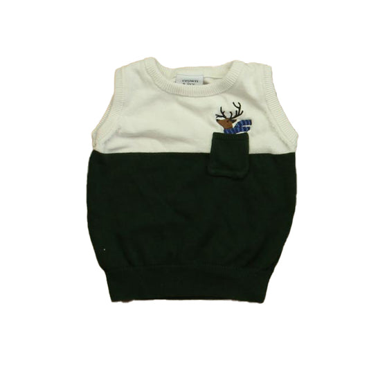 Crown & Ivy Boys White | Navy Reindeers Sweater Vest Size: 12 Months White | Navy Reindeers