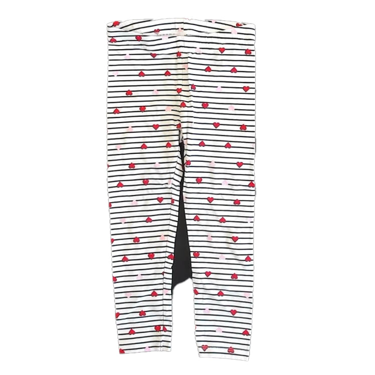 Janie and Jack Girls White | Navy Stripe | Hearts Leggings Size: 3T White | Navy Stripe | Hearts