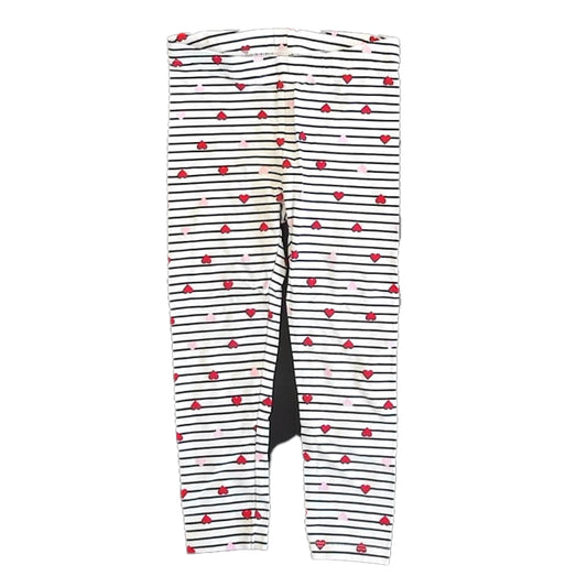 Janie and Jack Girls White | Navy Stripe | Hearts Leggings Size: 3T White | Navy Stripe | Hearts