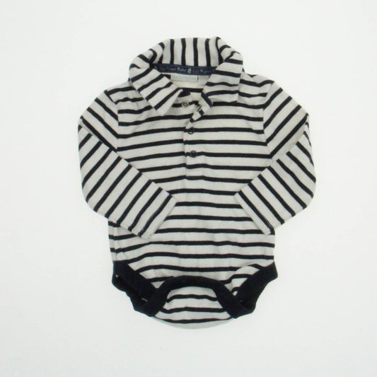 JoJo Maman Bebe Boys White/ Navy Stripe Long Sleeve Outfit Size: 3-6 Months White/ Navy Stripe