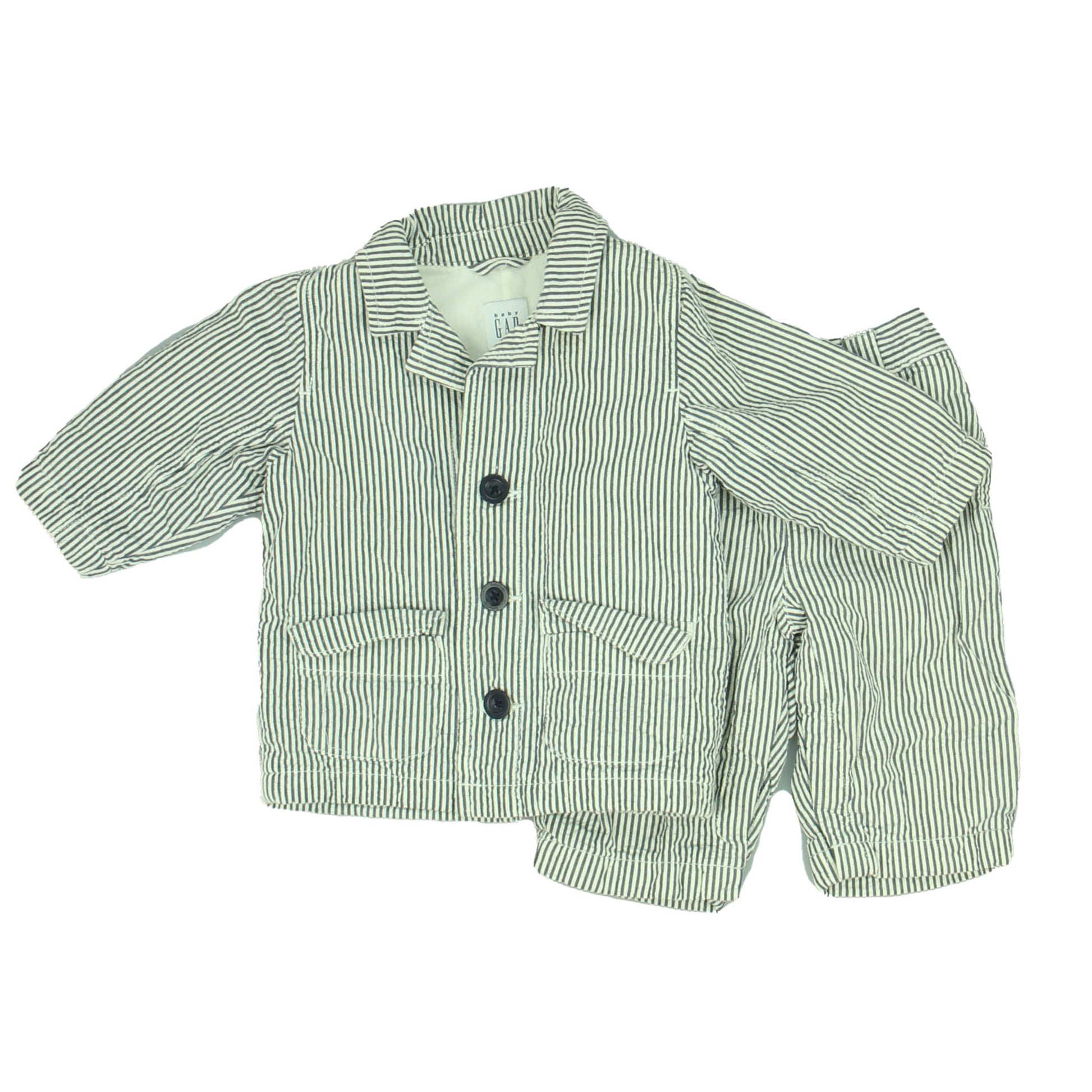 Gap Boys White | Navy Stripes Apparel Sets Size: 3 - 6 Months White | Navy Stripes
