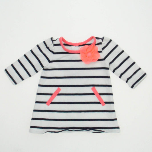Gymboree Girls White | Navy | Stripes Long Sleeve Shirt Size: 0-3 Months White | Navy | Stripes