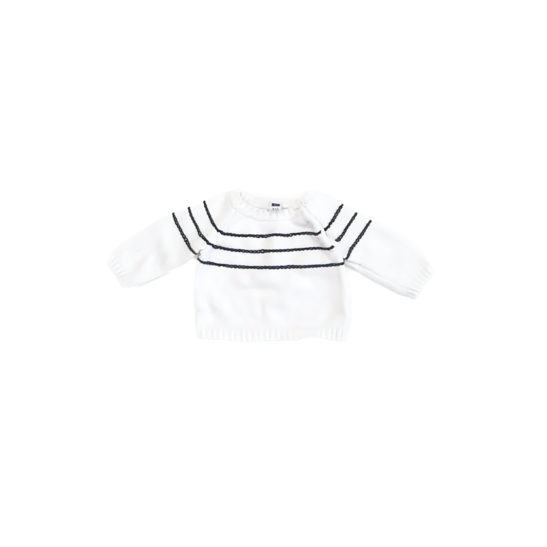 Janie and Jack Boys White | Navy Sweater Size: 0-3 Months White | Navy