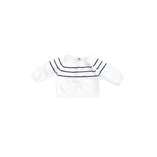 Janie and Jack Boys White | Navy Sweater Size: 0-3 Months White | Navy