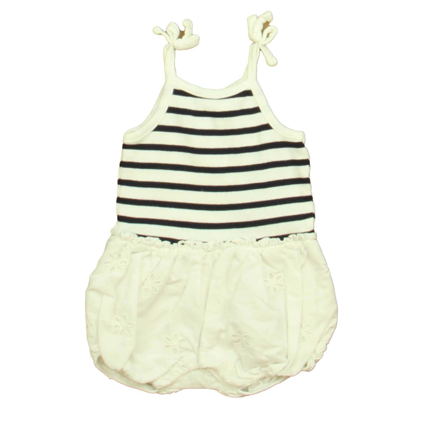 Gap Girls White | Navy Romper Size: 0-3 Months White | Navy