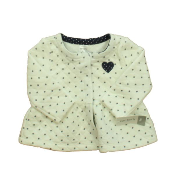 Carter's Girls White | Navy Cardigan Size: 9 Months