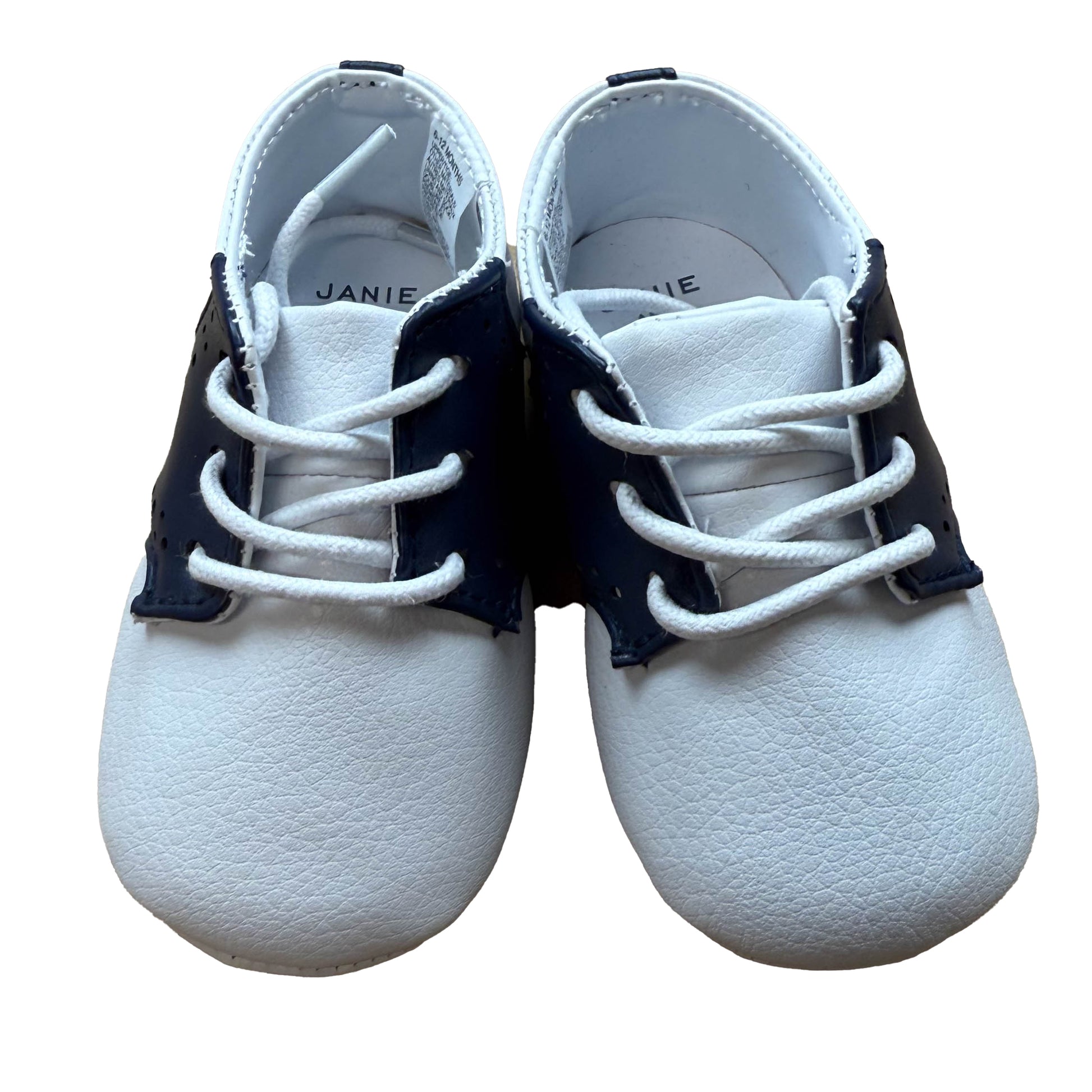Janie and Jack Boys White | Navy Shoes Size: 0-3 Months White | Navy