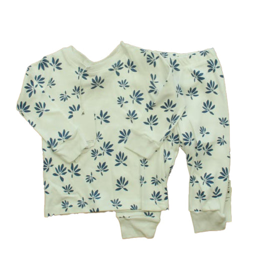 Lewis. Boys White | Navy 2-piece Pajamas Size: 18-24 Months