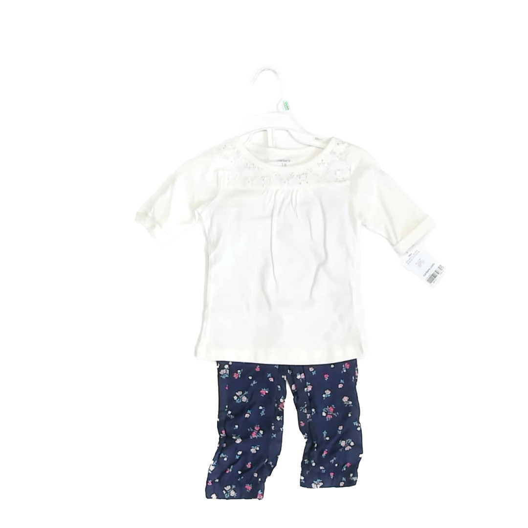 Carter's Girls White | Navy Apparel Sets Size: 18 Months White | Navy