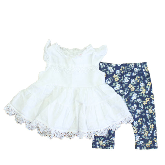 Little Lass Girls White | Navy Apparel Sets Size: 12 Months White | Navy