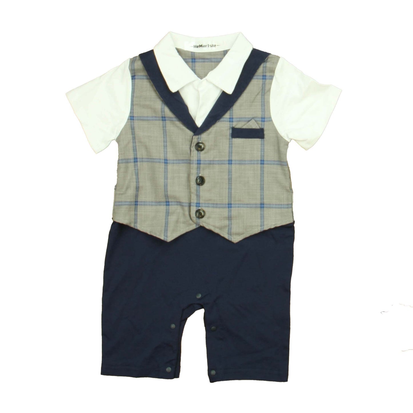 HeMarlsle Boys White | Navy Long Sleeve Outfit Size: 12-18 Months White | Navy