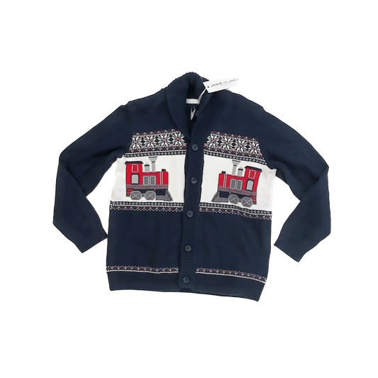 Janie & Jack Boys White | Navy Cardigan Size: 6 Years White | Navy