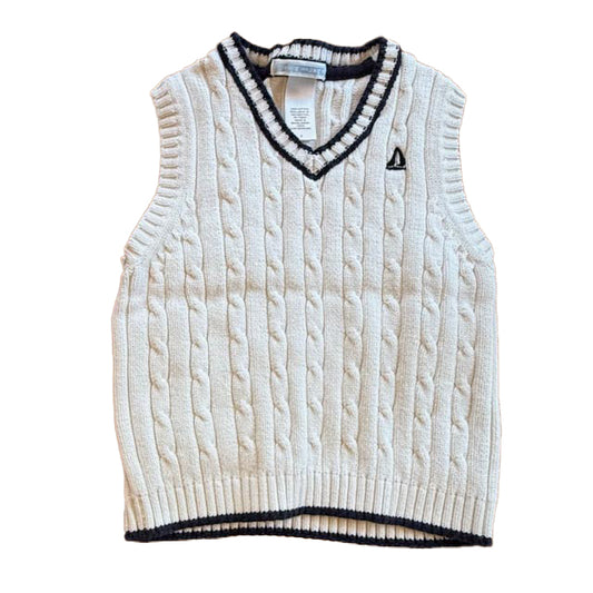 Janie and Jack Boys White | Navy Sweater Vest Size: 3T