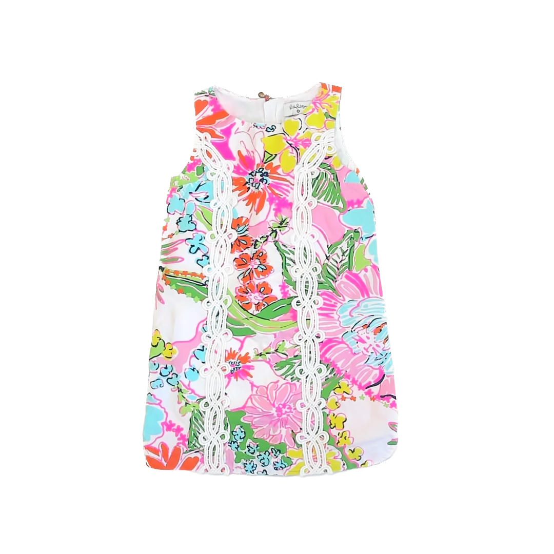 Lilly Pulitzer x Target Girls White | Neon Floral Dress Size: 6 Years White | Neon Floral