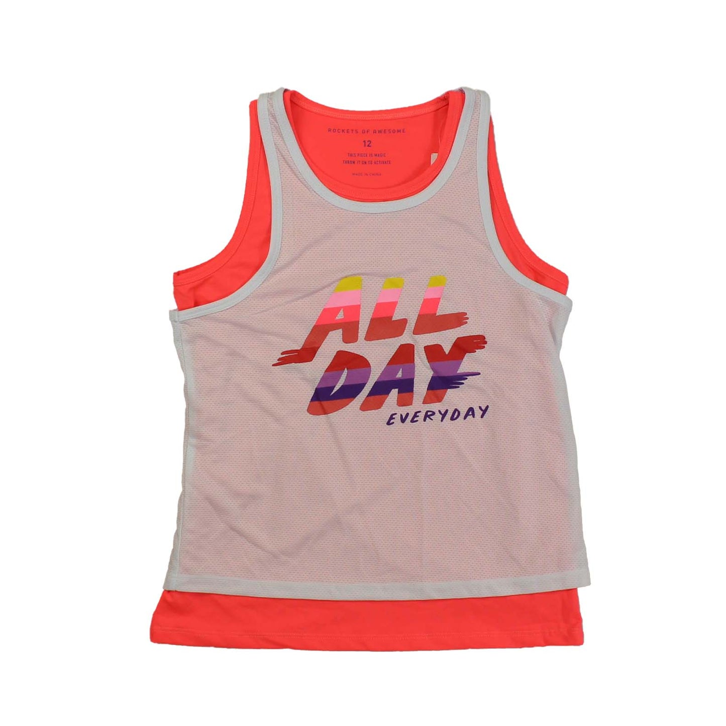 Rockets Of Awesome Girls White | Neon Pink Athletic Top Size: 12 Years