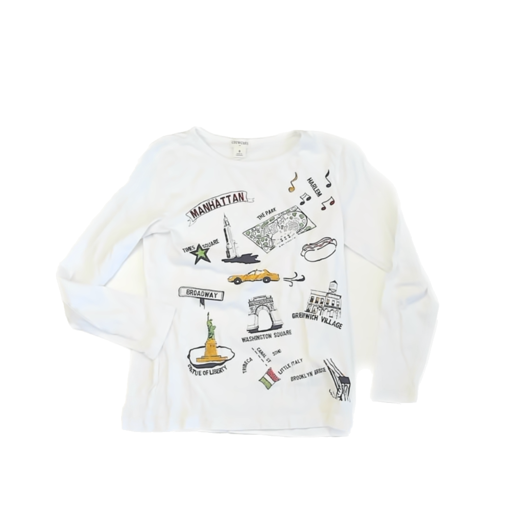 Crewcuts Girls White New York City Long Sleeve T-Shirt Size: 8 Years White New York City