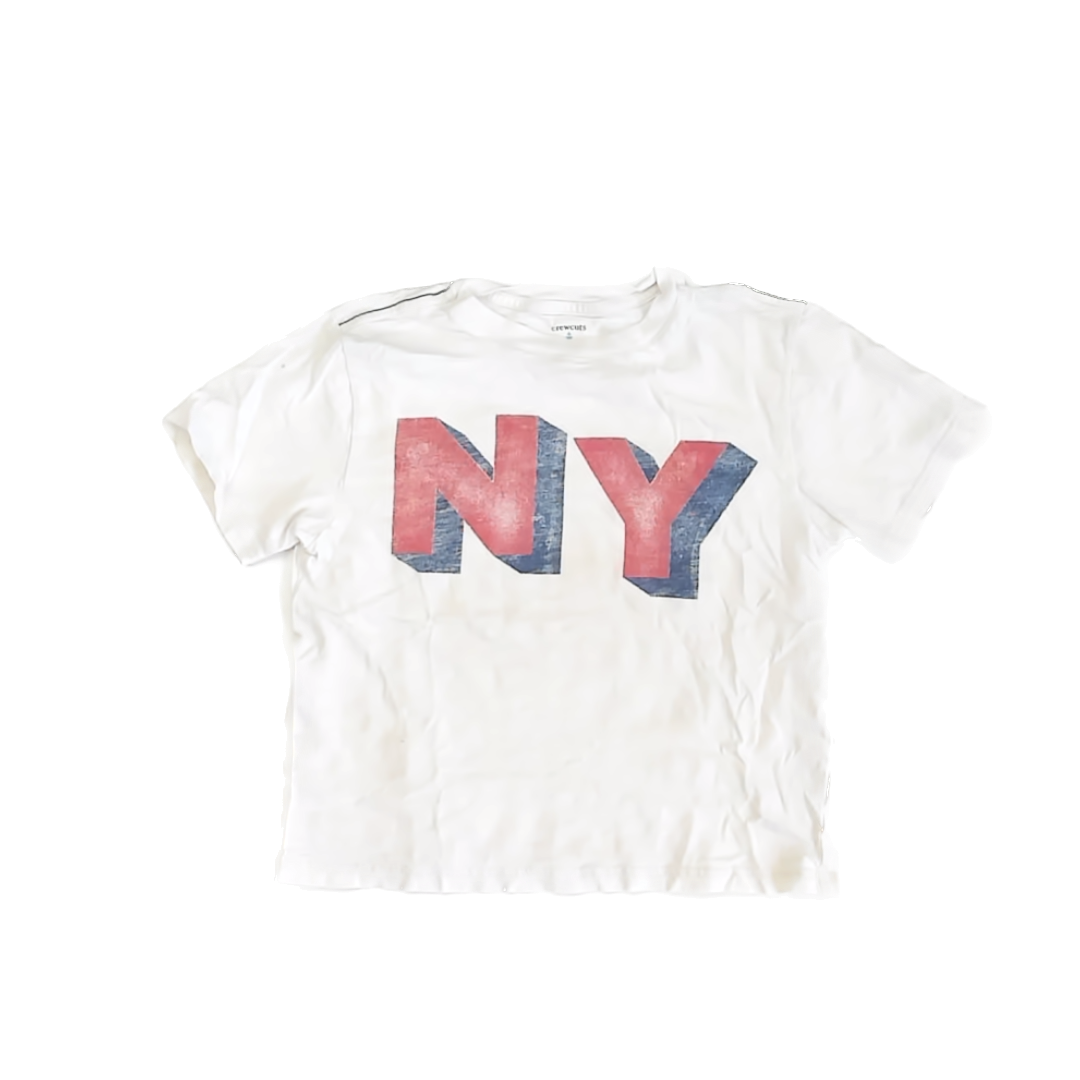 Crewcuts Girls White | NY T-Shirt Size: M (8-9) White | NY