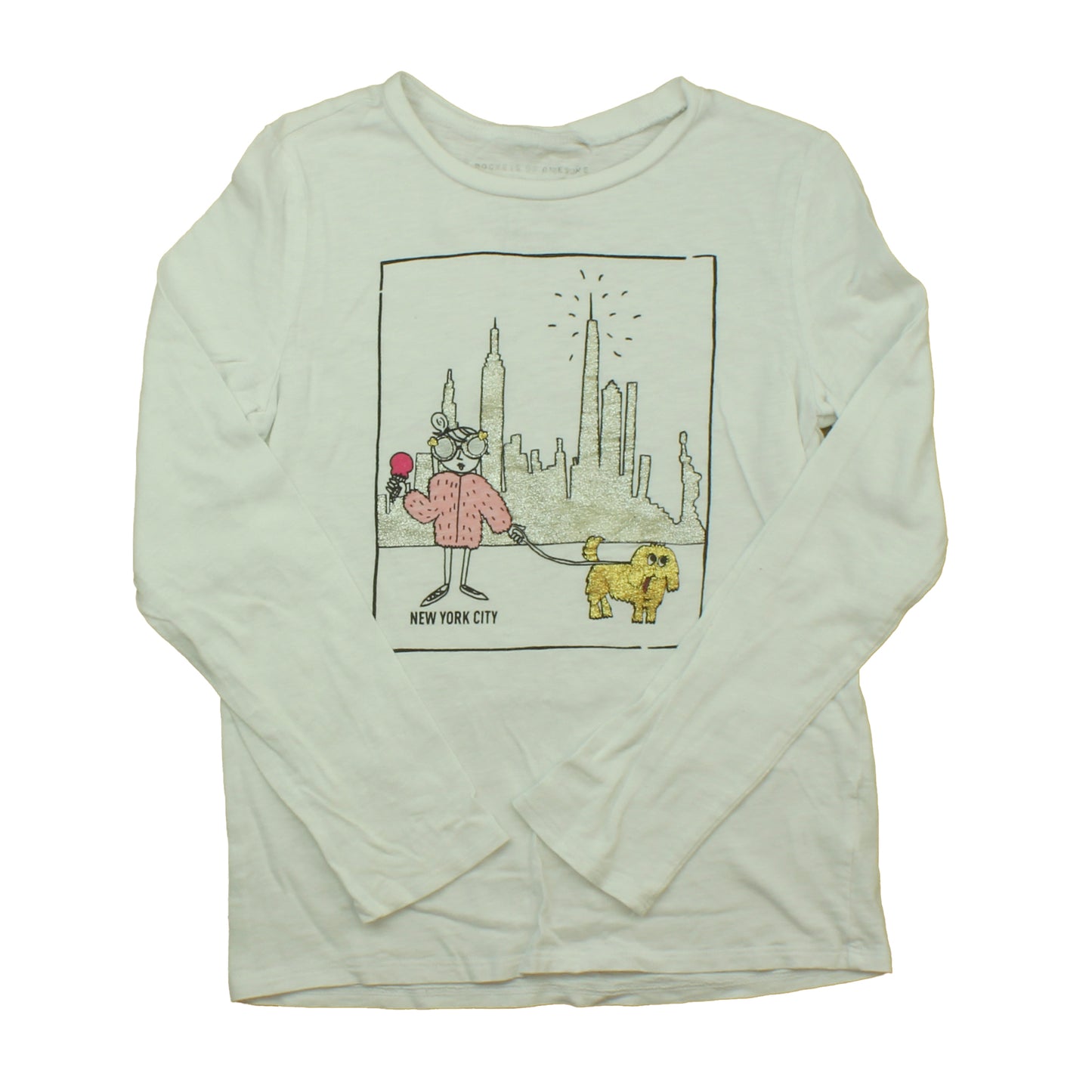 Rockets Of Awesome Girls White | NYC Long Sleeve T-Shirt Size: 10-12 Years