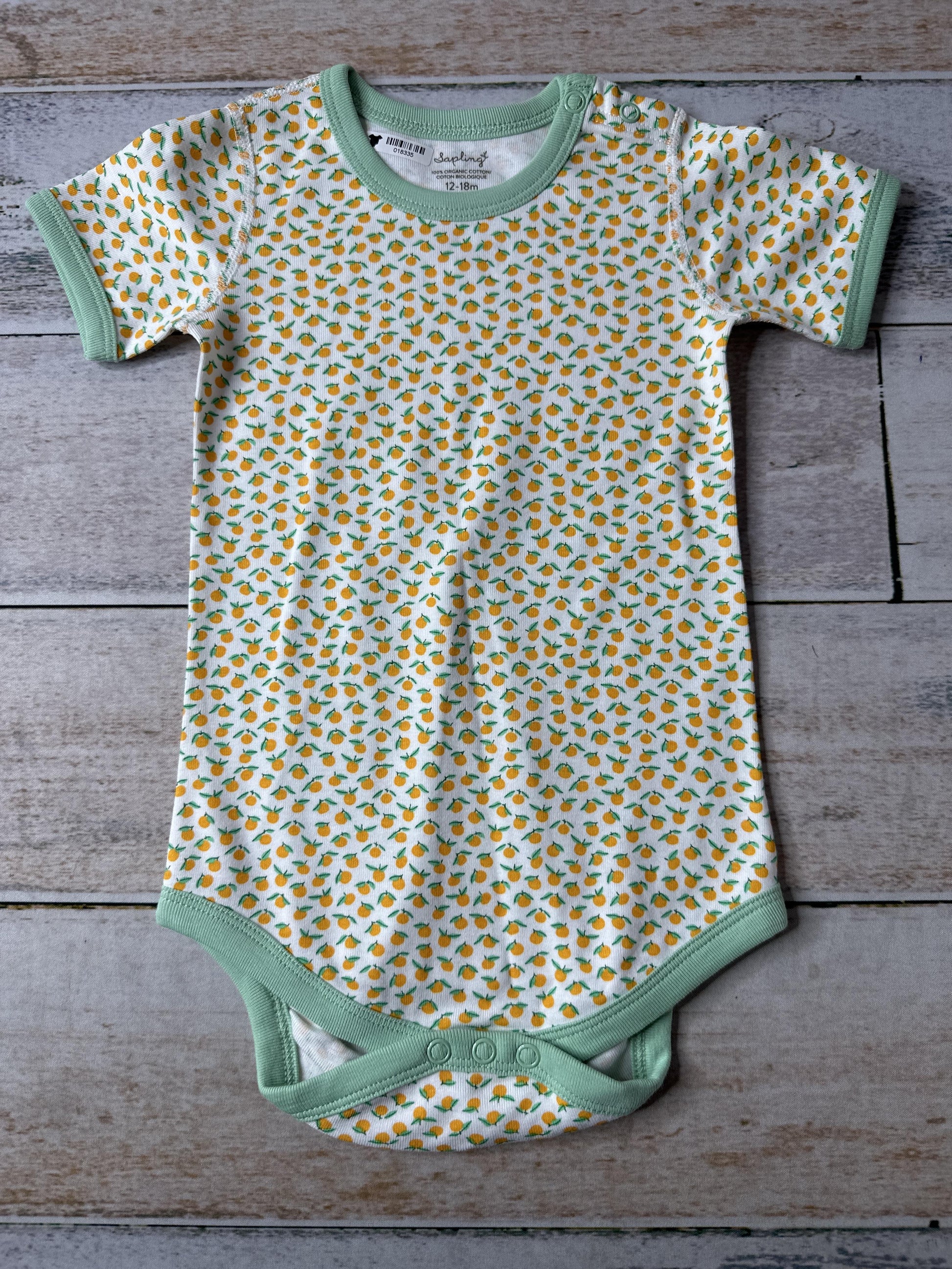Sapling Unisex White | orange | green Onesie Size: 12-18 months White | orange | green