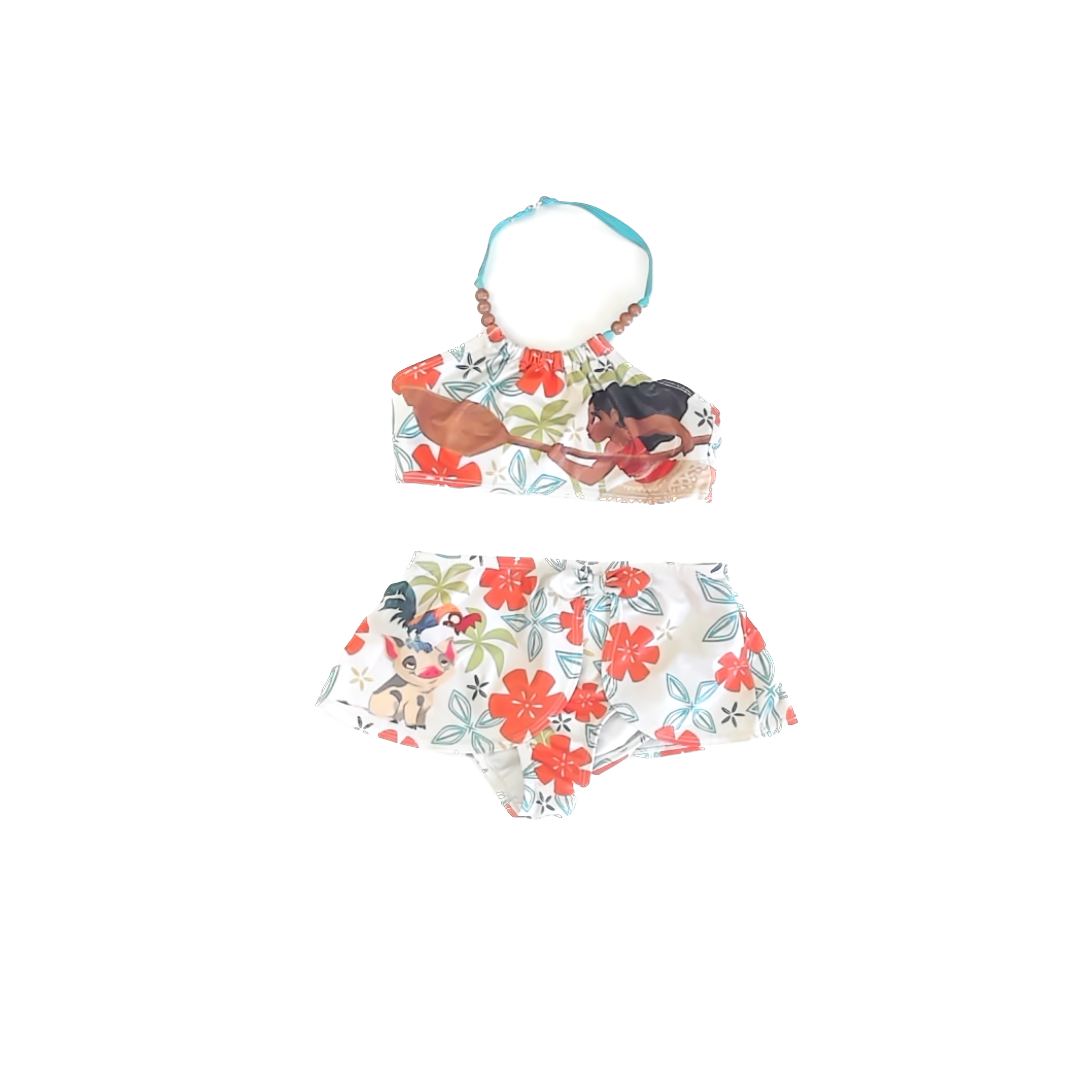 Disney Girls white | Orange Moana 2-piece Swimsuit Size: 5-6 Years white | Orange Moana