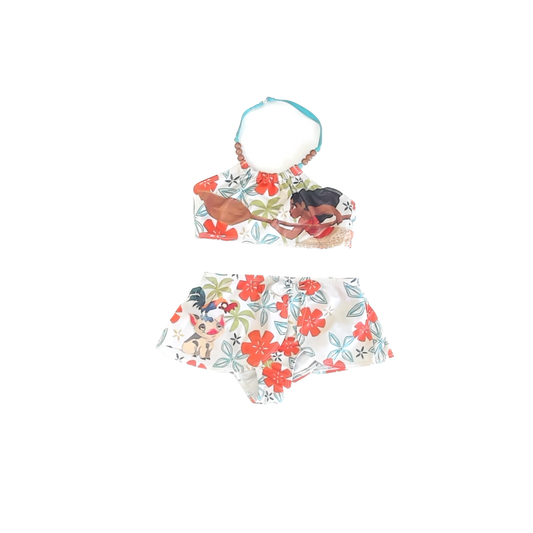 Disney Girls white | Orange Moana 2-piece Swimsuit Size: 5-6 Years white | Orange Moana