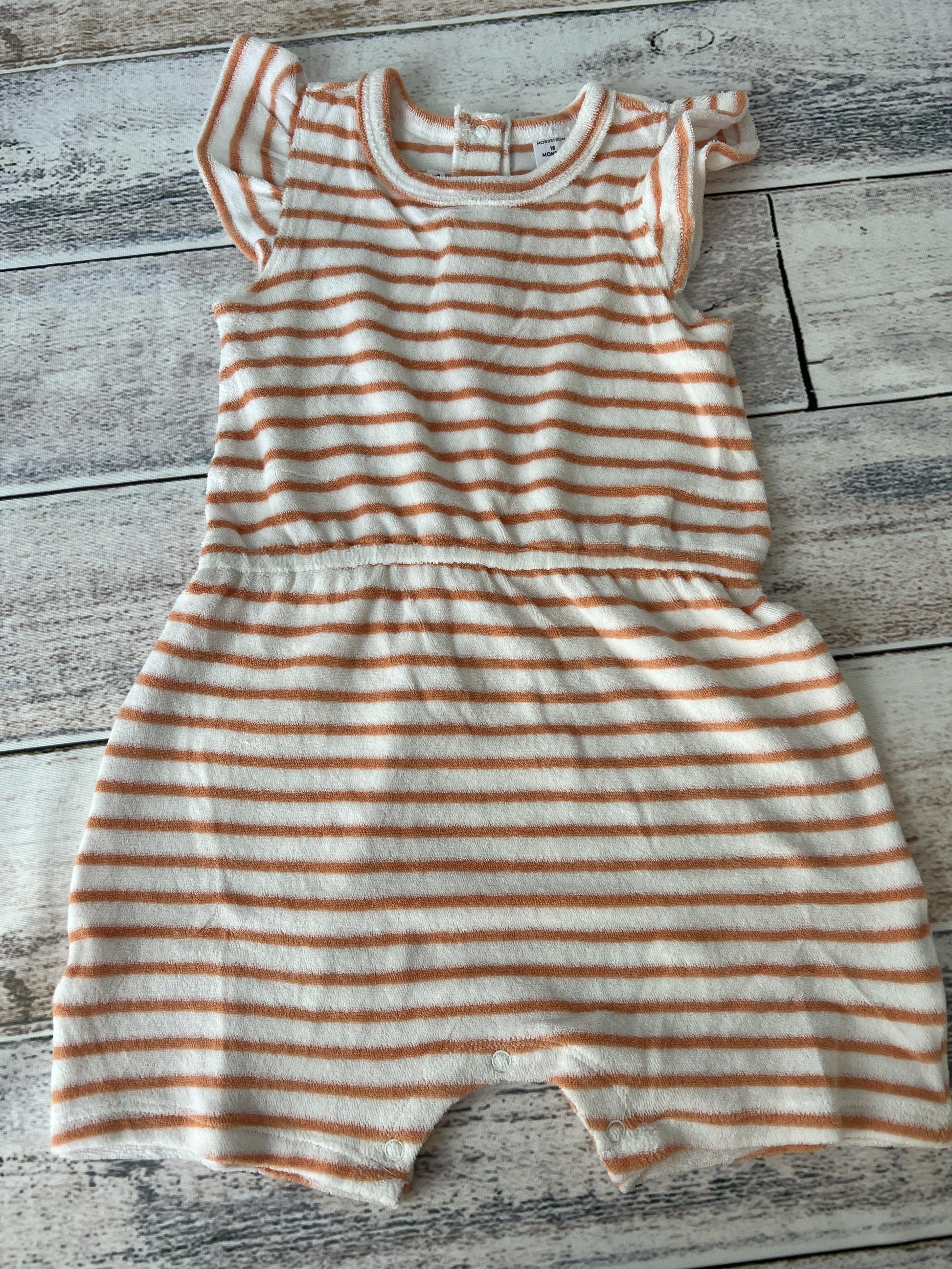 Nordstrom Girls White | orange | Stripe Romper Size: 18 months White | orange | Stripe