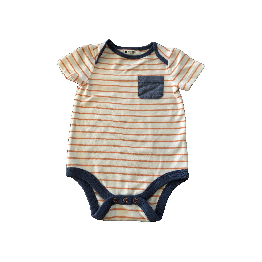 Cat & Jack Unisex White | orange | Striped Onesie Size: 3-6 months White | orange | Striped