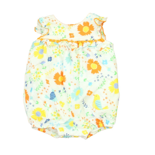 Good Lad Girls White | Orange | Yellow Floral Romper Size: 6 Months White | Orange | Yellow Floral