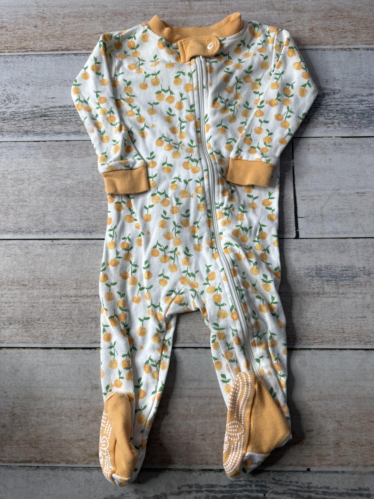 Burt's Bees Unisex White | orange Pajamas Size: 3-6 months White | orange