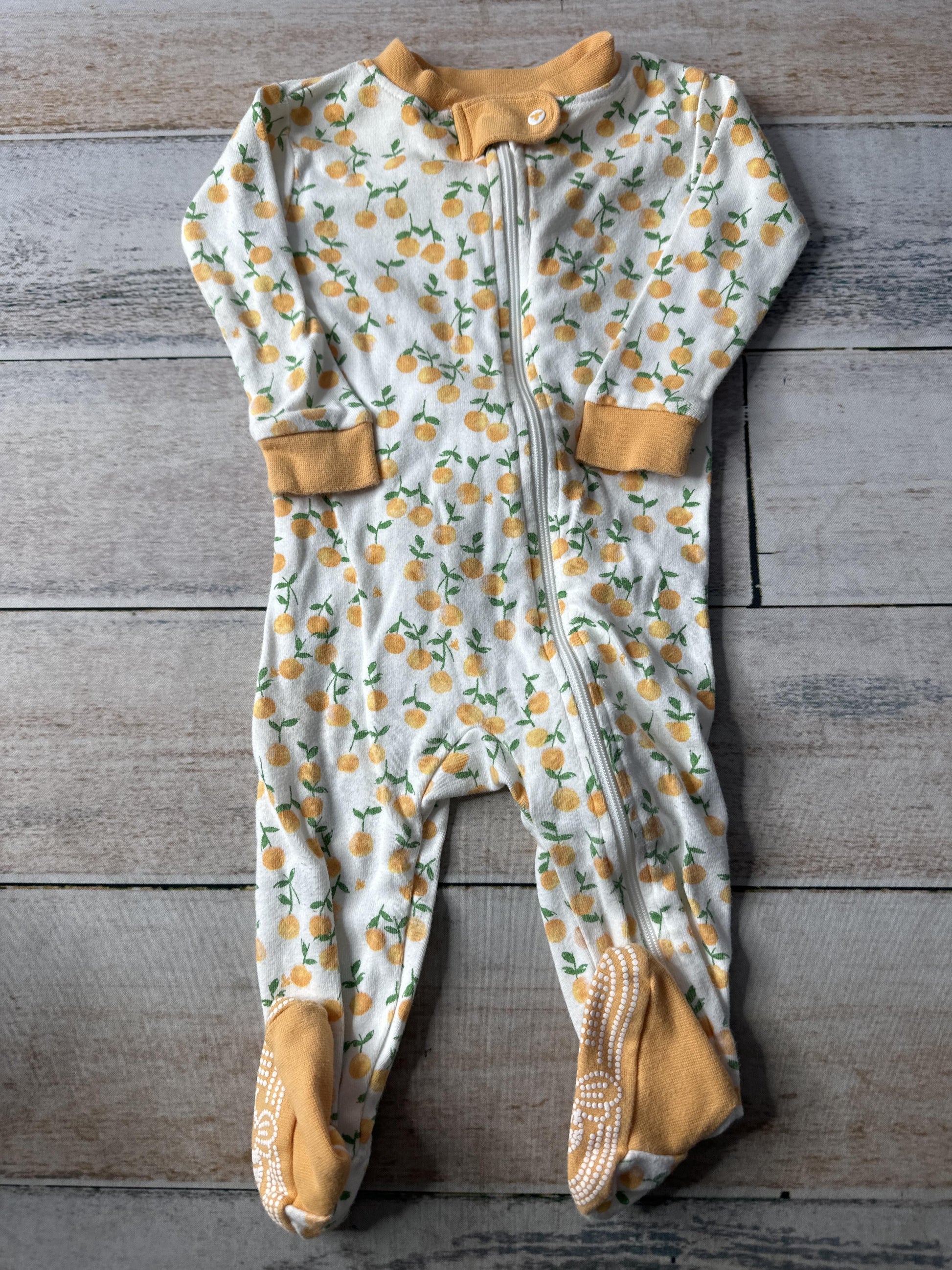 Burt's Bees Unisex White | orange Pajamas Size: 3-6 months White | orange