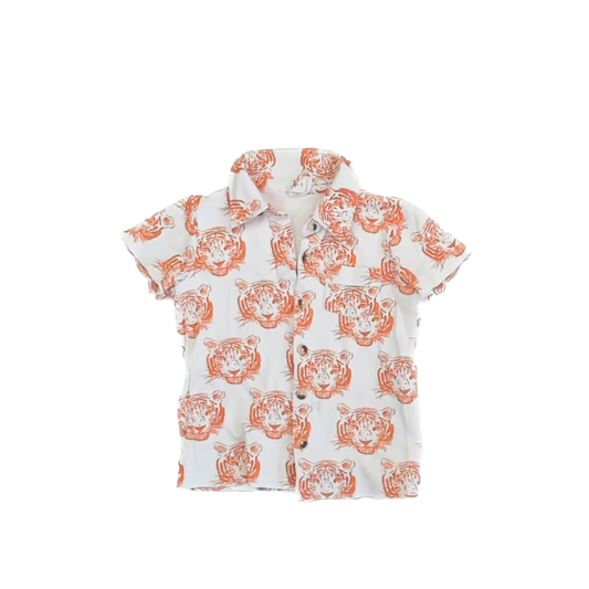 Kate Quinn Boys White | Orange Button Down Short Sleeve Size: 4T White | Orange