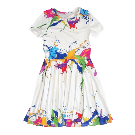 Unknown Girls White | Paint Splatter Dress Size: M White | Paint Splatter