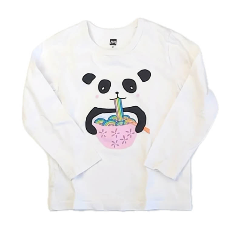 Tea Collection Girls White Panda Long Sleeve T-Shirt Size: 3T White Panda