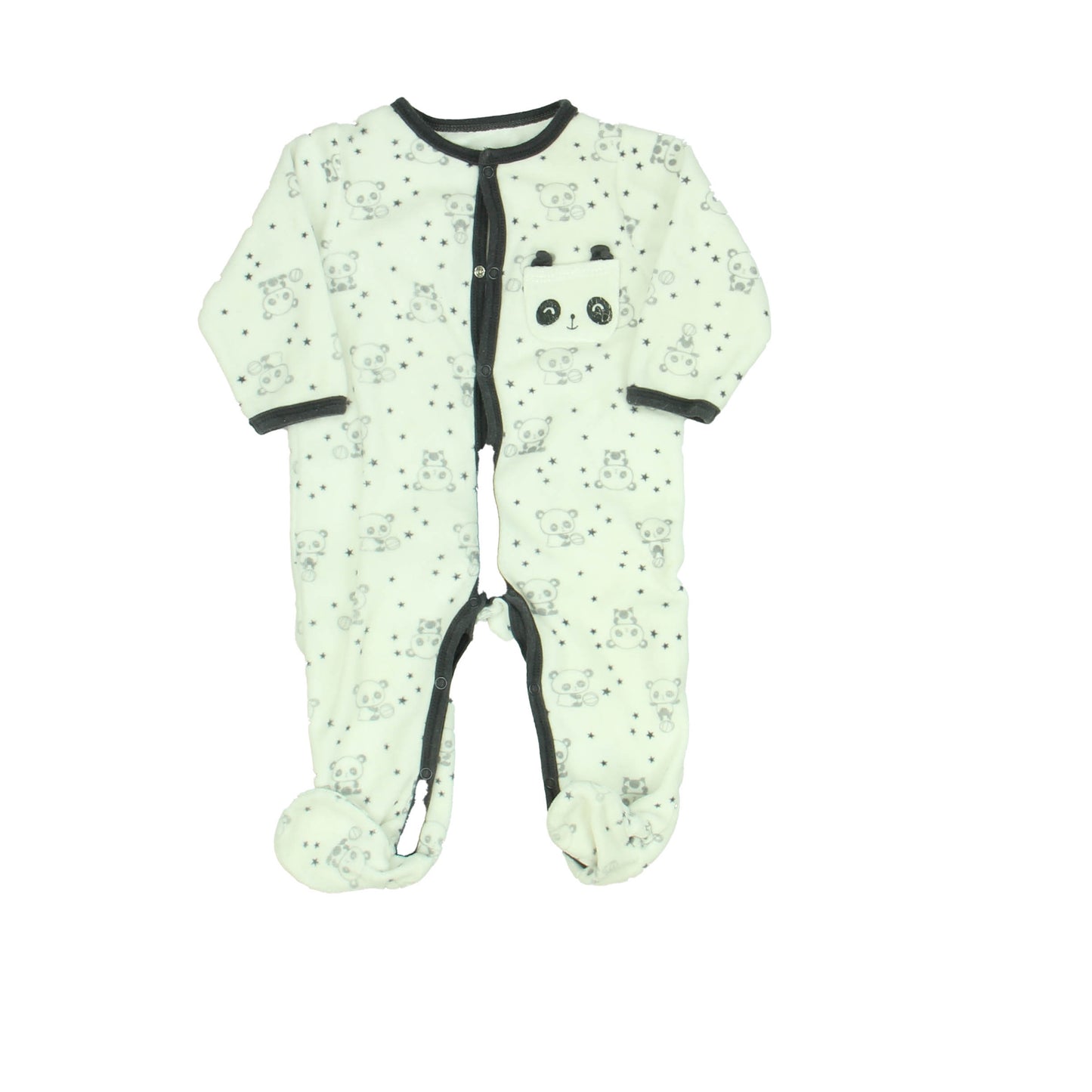 Pat & Ripaton Boys White | Panda 1-piece footed Pajamas Size: 6 Months White | Panda