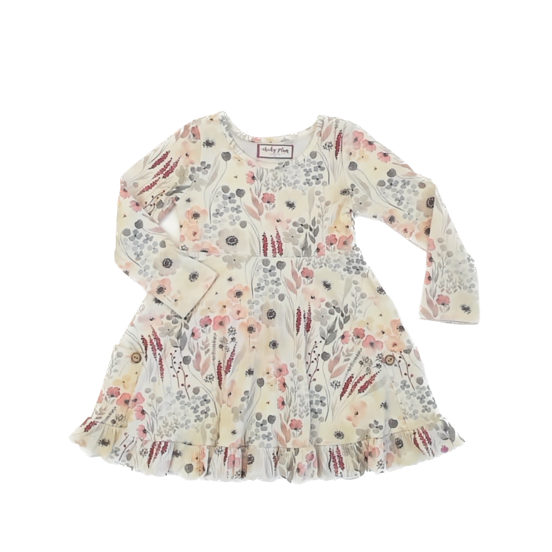 Cheeky Plum Girls White | Pastel Floral Dress Size: 4T White | Pastel Floral