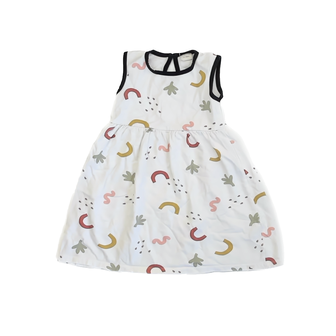 Turtledove London Girls White Patterned Dress Size: 2-3T White Patterned