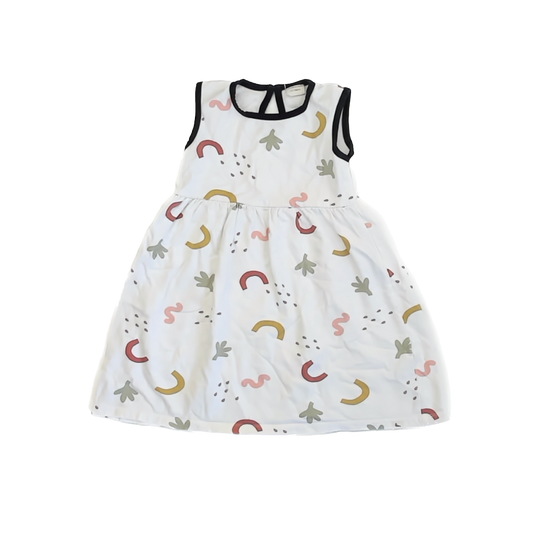 Turtledove London Girls White Patterned Dress Size: 2-3T White Patterned