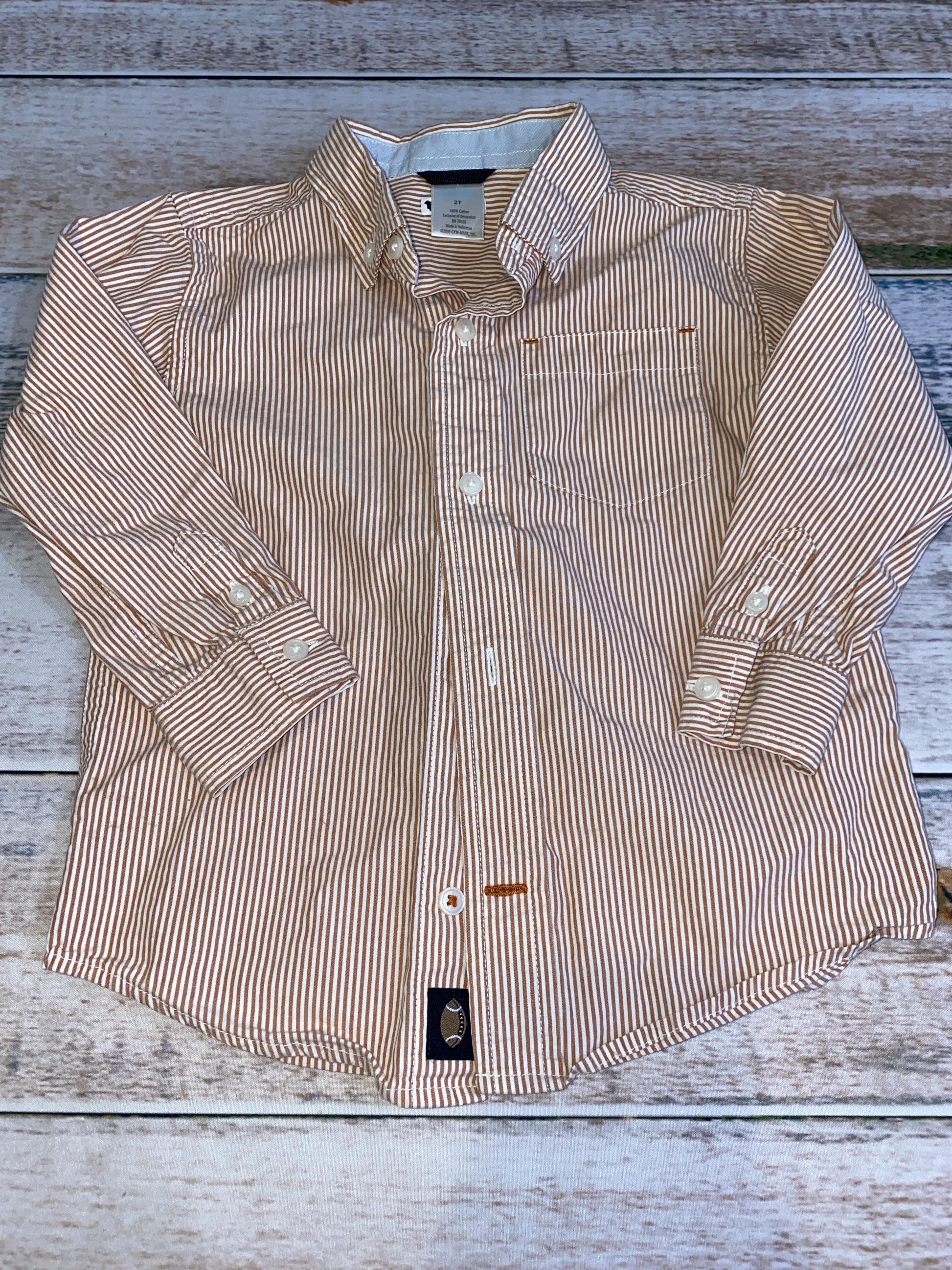 Gymboree Boys White | Peach | Striped Button Down Short Sleeve Size: 2T White | Peach | Striped
