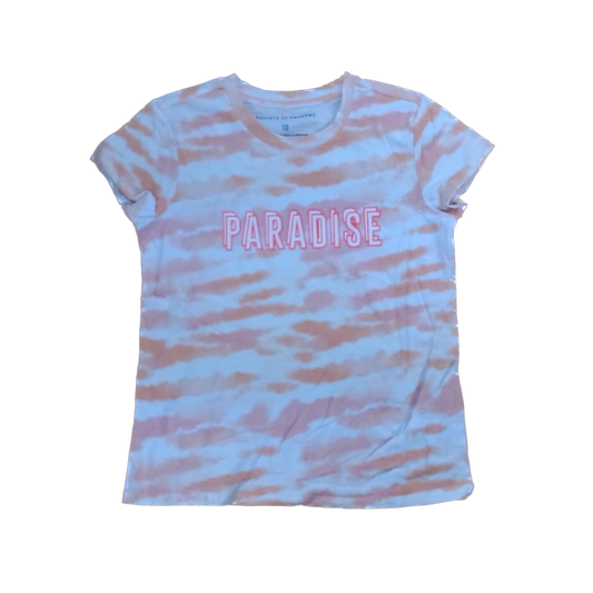 Rockets Of Awesome Girls White | Peach Tie-Dye | Paradise Short Sleeve Shirt Size: 10-12 Years White | Peach Tie-Dye | Paradise