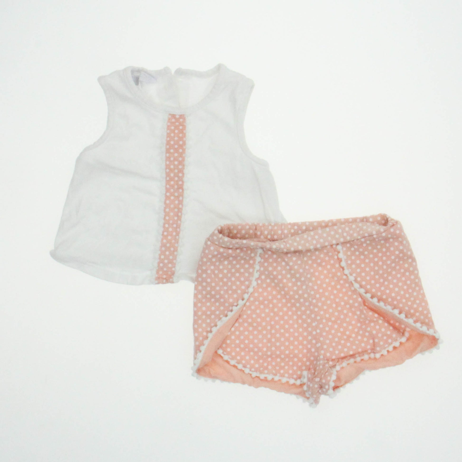 Marmellata Girls White | Peach Apparel Sets Size: 12 Months White | Peach